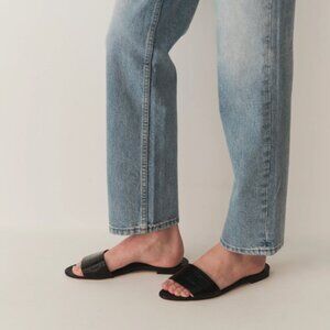 NWT DÔEN Angelica Sandal Black Faux Croc